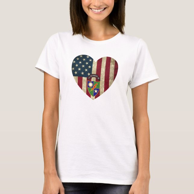 Camiseta segundo Battalion 75th Ranger Reg American Heart F (Frente)