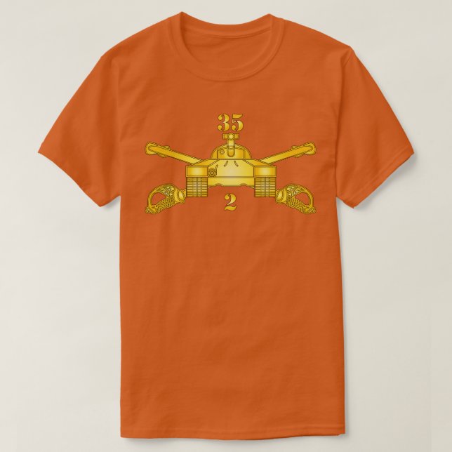 Camiseta segundo Bn 35th Armor Armor Branch Wo Txt X (Frente do Design)