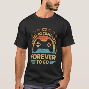 Camiseta Segundo Casado Aniversário Vídeo Gamer Nível 2 Com