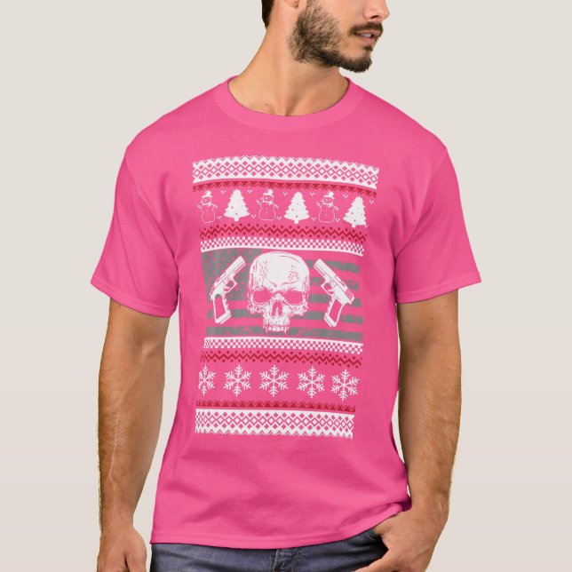 Camiseta Segundo Emenda Ugly Christmas Xmas Guns (Frente)