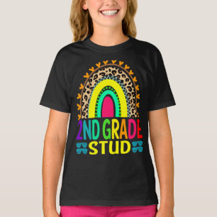 Camiseta segundo Estudo Arco-Íris Leopardo De Volta À Esc