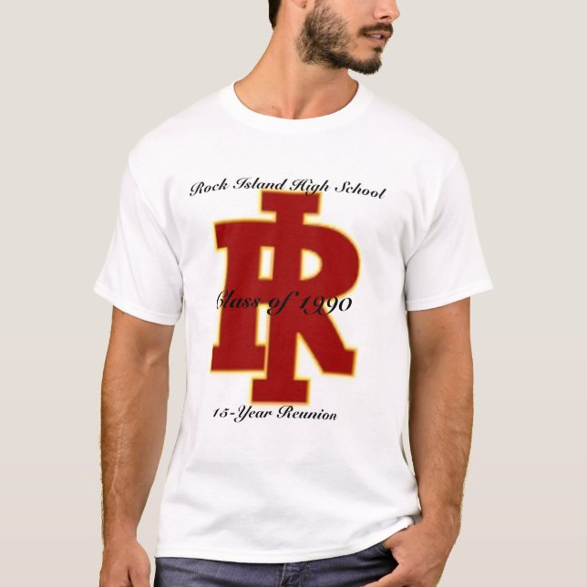 Camiseta Segundo grau da ilha da rocha uma reunião de 15 (Frente)