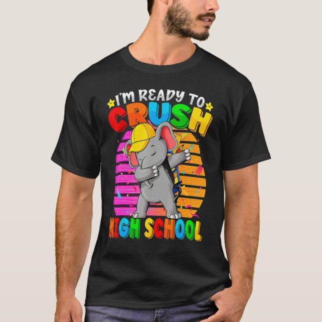 Camiseta Segundo grau Dabbing Elephant De Volta Ao Backpa D (Frente)