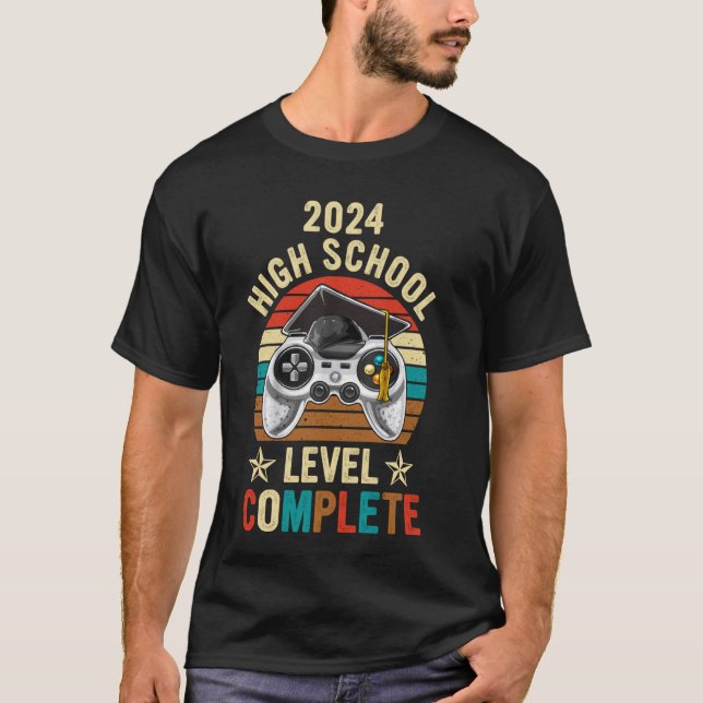 Camiseta Segundo grau Gamer 2024 engraçado concluído (Frente)