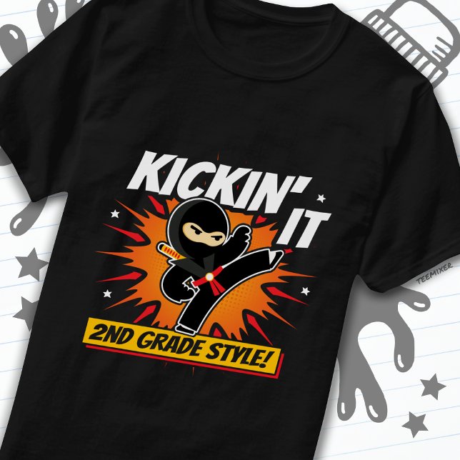 Camiseta segundo Grau Ninja Chute Primeiro Dia De Volta À E (Criador carregado)