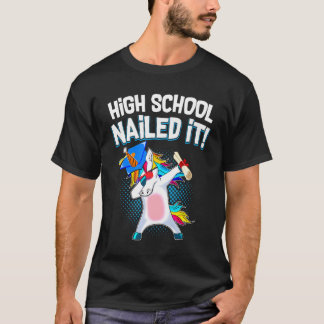 Camiseta Segundo grau pregou-lhe Graduação Dabbing Unicorn