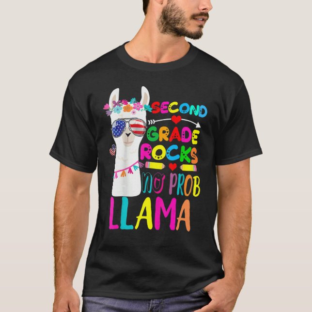 Camiseta segundo Grau Rocks No Prob Llama Teacher Back To S (Frente)
