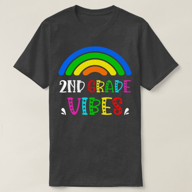 Camiseta segundo Grau Vibes Arco-Íris de Volta às Crianças  (Frente do Design)