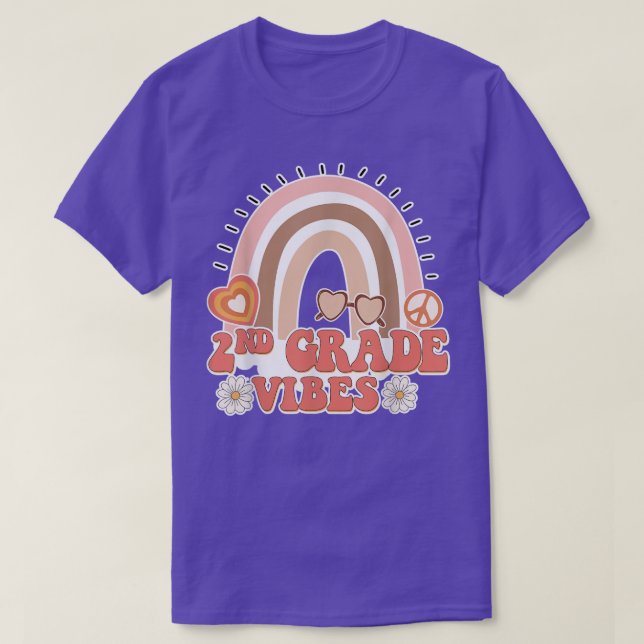 Camiseta segundo Grau Vibes Retro 70s Arco-Íris De Volta À  (Frente do Design)