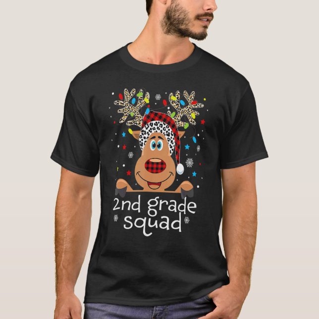 Camiseta segundo Grau Xadrez Esquadrão Reindeer Santa Hat P (Frente)
