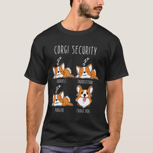 Camiseta Segurança Corgi Humor de Cachorro Corgi (Frente)