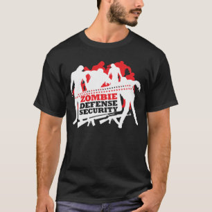 Camiseta Segurança da defesa do zombi - branco e vermelho