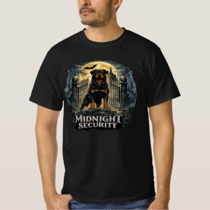 Camiseta Segurança da Meia-Noite Rottweiler Halloween Gótic
