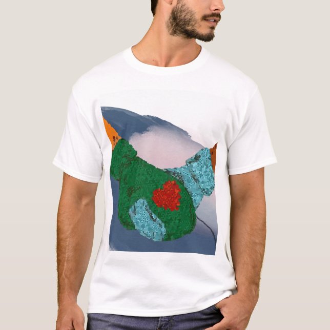 Camiseta Segurando as mãos casal de arte impressão, present (Frente)