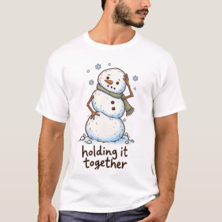 Camiseta Segurando Tudo Junto – Humor Divertido de Inverno