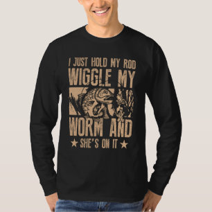 Camiseta Segure Meu Rod Gritando Meu Verme Engraçado Pescar