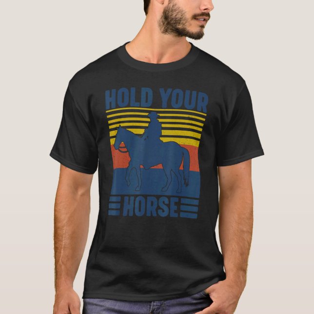 Camiseta Segure Seus Cavalos Vintage Cavalgada Rodeio Weste (Frente)