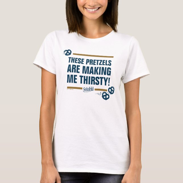 Camiseta Seinfeld | Gráfico de Tipografia "Estes Pretzels" (Frente)