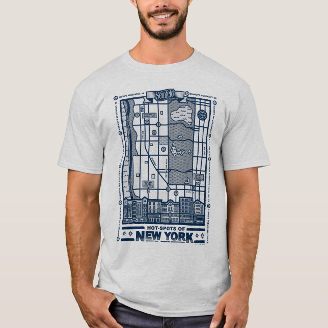 Camiseta Seinfeld | Hot Spots of New York Map (Frente)