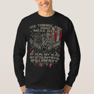 Camiseta seis coisas que você não bagunça com minha fam