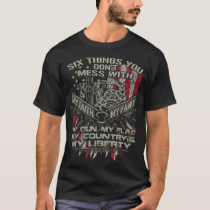 Camiseta seis coisas que você não bagunça com minha fam