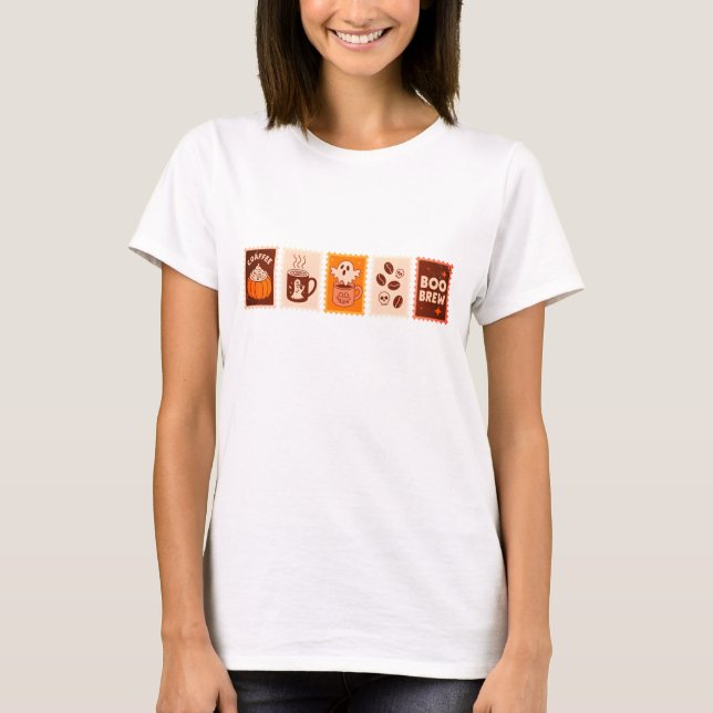 Camiseta Seis conjuntos de design de selo postal do hallowe (Frente)