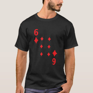 Camiseta Seis de Ouros jogando fantasia de cartão de pôquer