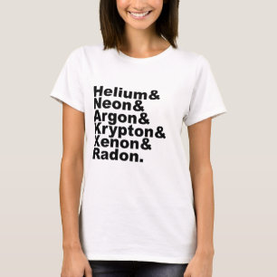 Camiseta Seis Gases Nobres na Mesa Periódica de Elementos