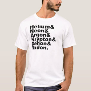Camiseta Seis Gases Nobres na Tabela Periódica de Elementos