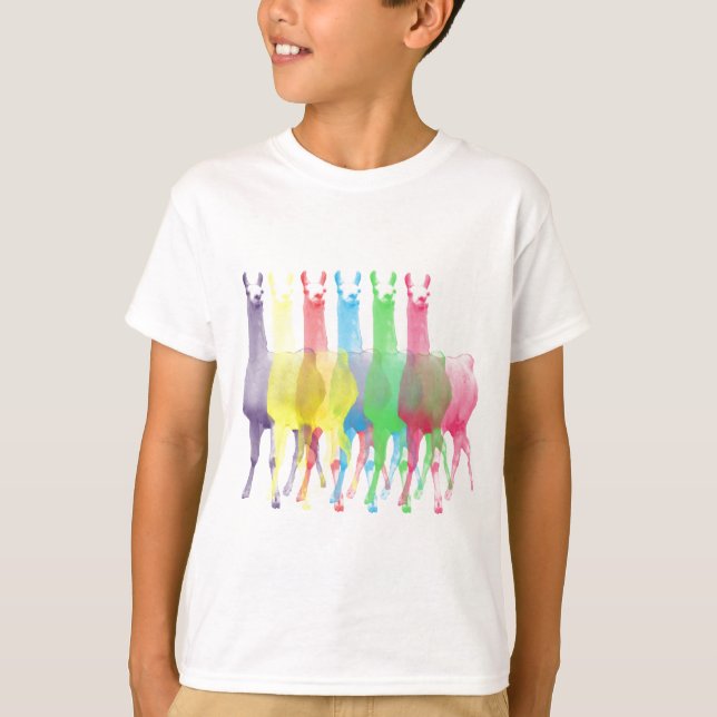 Camiseta seis Lamas em seis cores do lama (Frente)