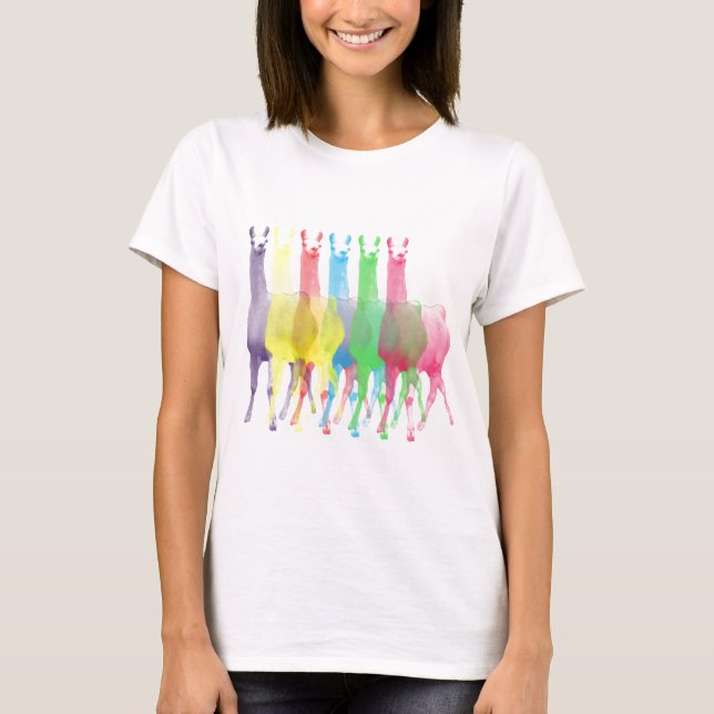 Camiseta seis Lamas em seis cores do lama (Frente)