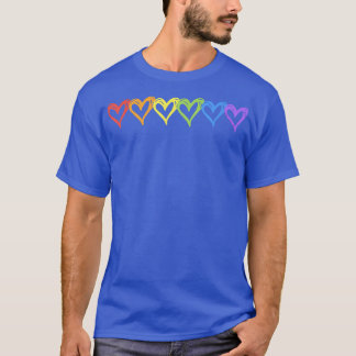 Camiseta Seis lindos corações LGBTQ Ally e Orgulho gay T-Sh
