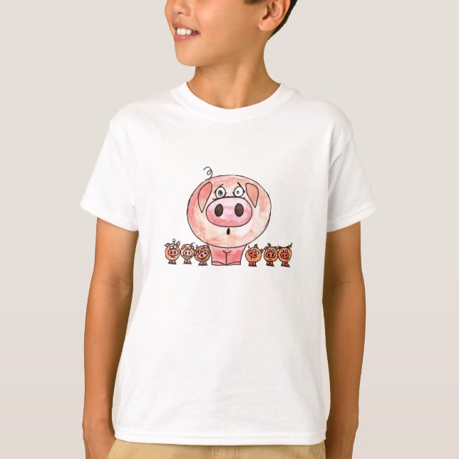 Camiseta Seis porcos pequenos (Frente)