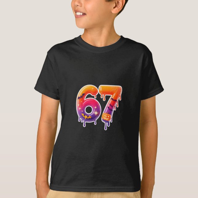 Camiseta Seis Sete 67 6 7 Design de Meme Sorvete Engraçado  (Frente)