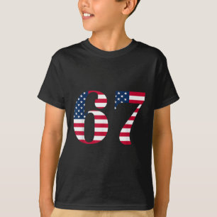 Camiseta Seis Sete 67 Meme Divertido Bandeira Americana Hal