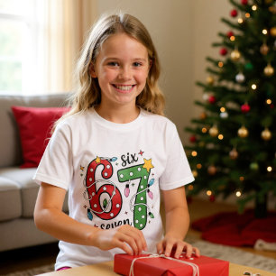 Camiseta Seis Sete 6 7 Engraçado Presente Luzes Natal Crian