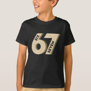 Camiseta Seis Sete 6 7 Meme 67 Engraçado Retro Meninos Cria
