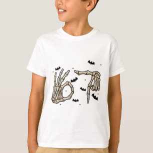 Camiseta Seis Sete 6 7 Meme 67 Mão de Esqueleto Fantasia de