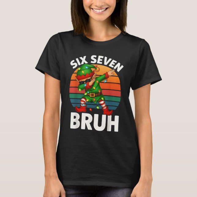 Camiseta Seis Sete 6 7 Meme Elf Dabbing Natal Feliz Bru (Frente)