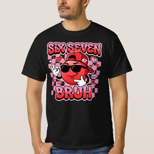 Camiseta Seis Sete Bruh 67 Meme | Rosto Sorridente Divertid (Frente)