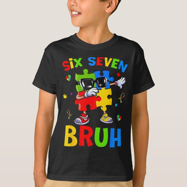 Camiseta Seis sete bruh quebra-cabeça de conscientização so (Frente)