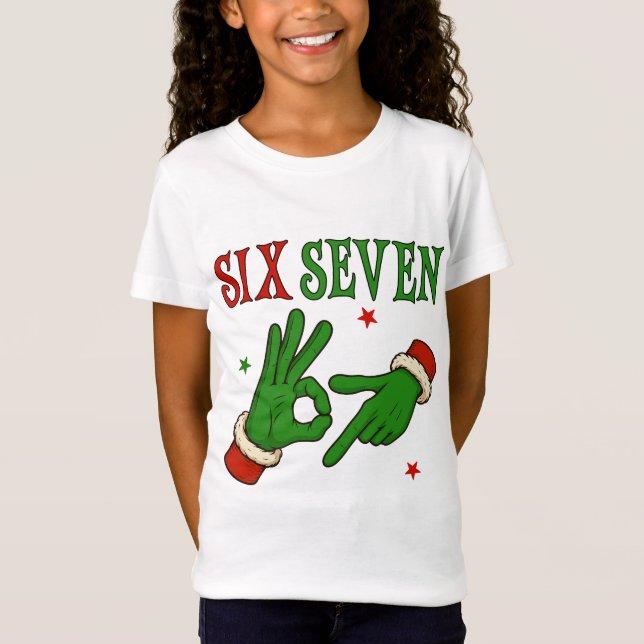 Camiseta Seis Sete Mão do Grinch Sinal OK da Moda Natal (Frente)