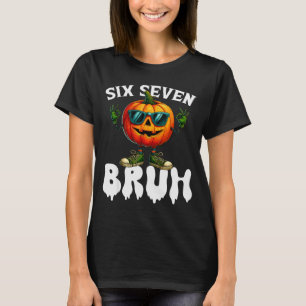 Camiseta Seis Sete Meme 6 7 Engraçado Bruh Abóbora Hallowee