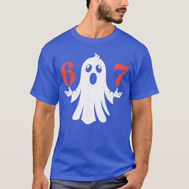 Camiseta Seis Sete Meme 6 7 Fantasia de Fantasma de Hallowe (Frente)