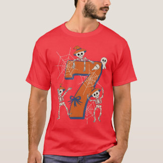 Camiseta Seis Sete Meme 6 7 Fantasia de Halloween Esqueleto
