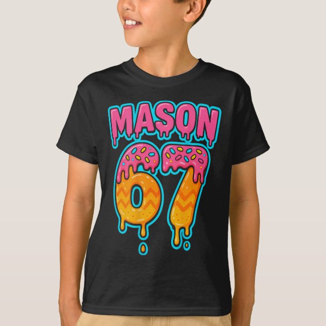 Camiseta Seis Sete Meme Mason 67 Sorvete Drip Engraçado (em (Frente)