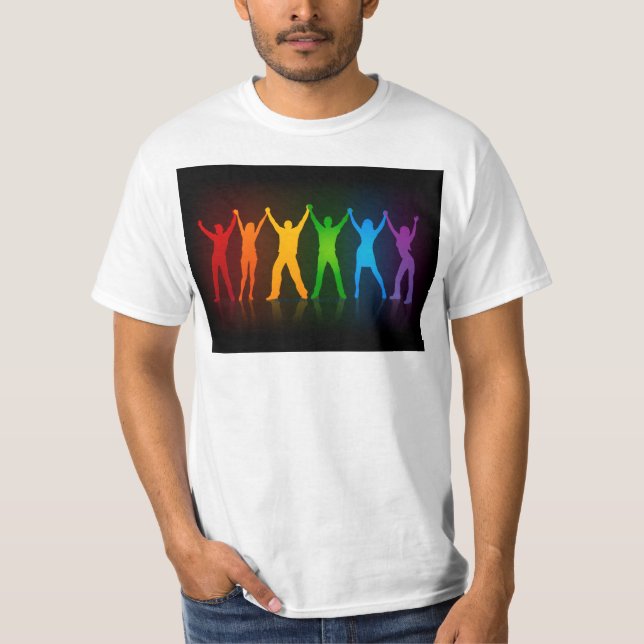 Camiseta Seis silhuetas em pé de Slipperyjoe com braços lev (Frente)