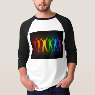 Camiseta Seis silhuetas em pé de Slipperyjoe com braços lev