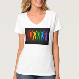Camiseta Seis silhuetas em pé de Slipperyjoe com braços lev