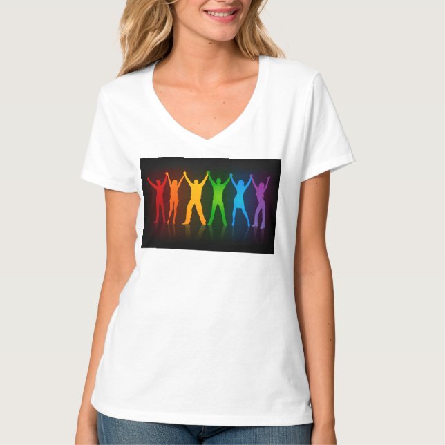 Camiseta Seis silhuetas em pé de Slipperyjoe com braços lev (Frente)